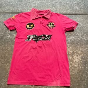 Vintage Fox Racing Kawasaki Monster Energy 46 Polo Shirt Womens Medium Y2K Patch